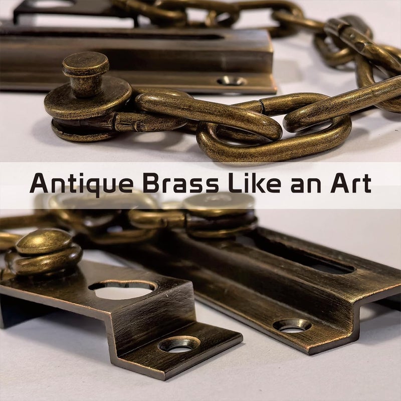 Siwil Security Door Lock Chain Heavy-Duty, Long Chain & Solid Brass with Antique Finished, Strong and Rust-Resistant Chain Locks Guard (Antique) - Image 3
